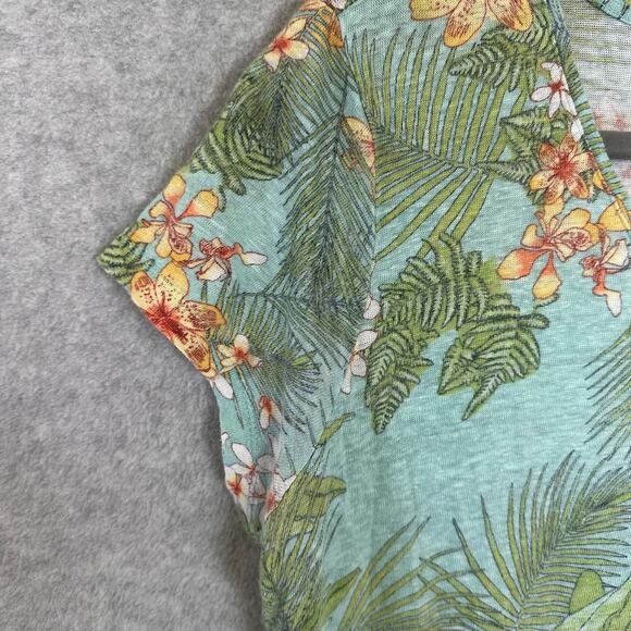 J Jill Love Linen Tropical Print Top Size Large Summer Vacation Hawaiian Shirt - Picture 8 of 10